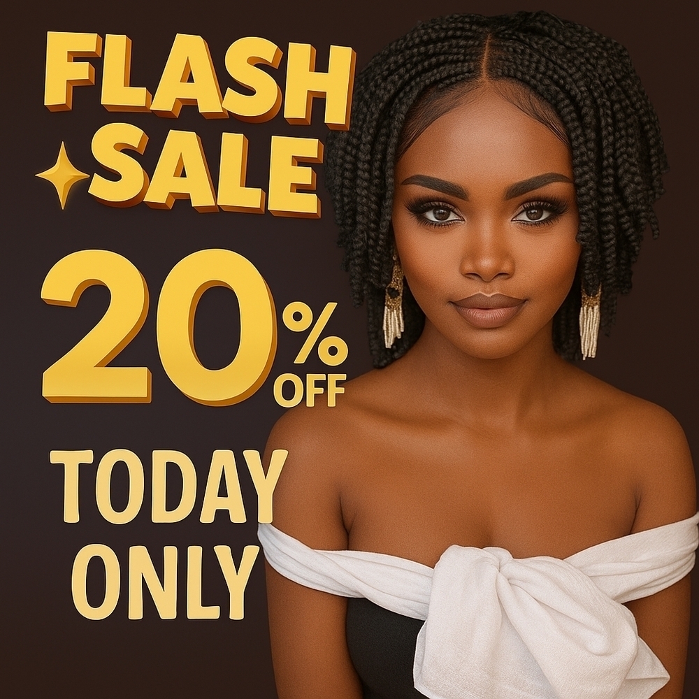 ✨FLASH SALE✨ Handmade Short Bob Braided Wig – 20% Off | Full Lace, No Pain